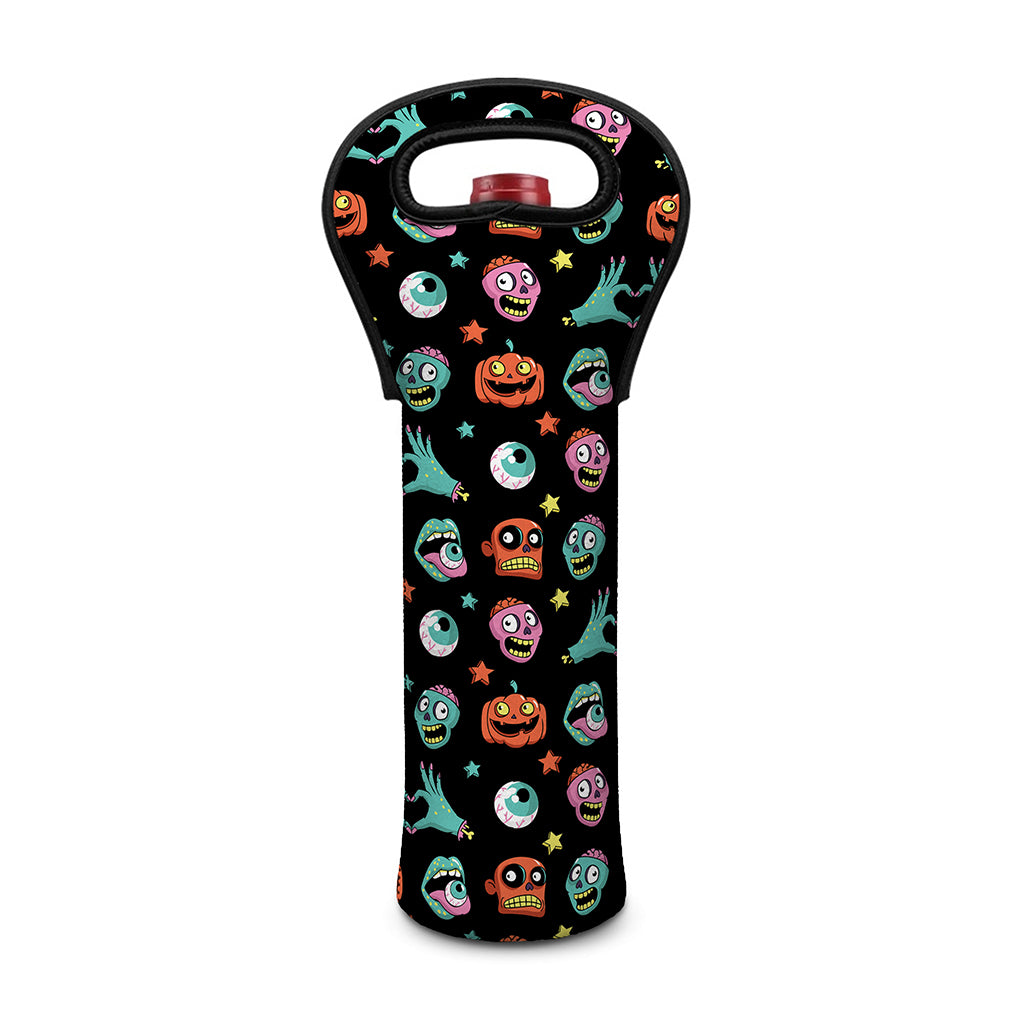 Halloween Zombie Pattern Print Single Neoprene Wine Tote