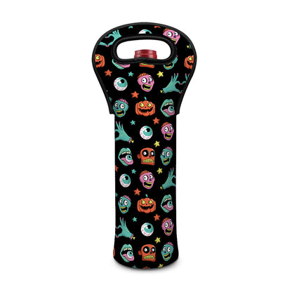 Halloween Zombie Pattern Print Single Neoprene Wine Tote