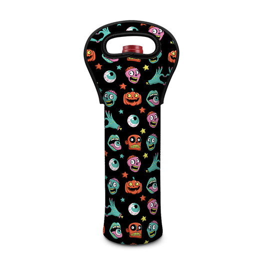 Halloween Zombie Pattern Print Single Neoprene Wine Tote