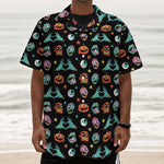 Halloween Zombie Pattern Print Textured Short Sleeve Shirt