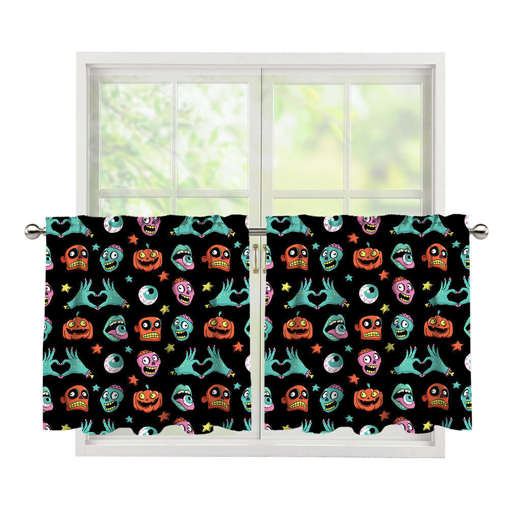 Halloween Zombie Pattern Print Tier Curtains