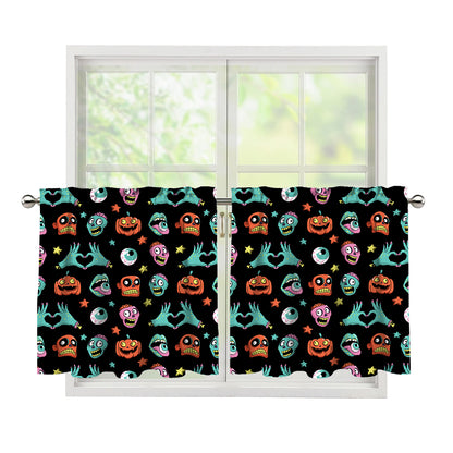 Halloween Zombie Pattern Print Tier Curtains