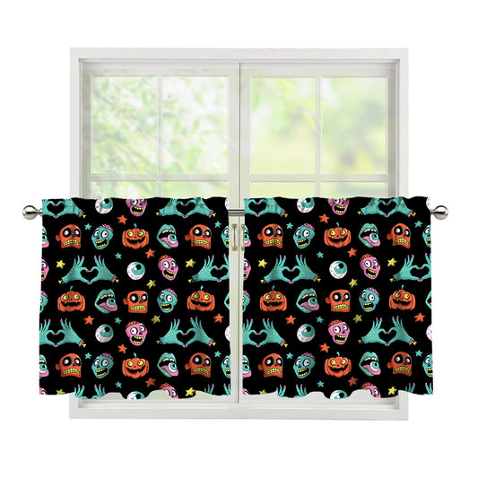 Halloween Zombie Pattern Print Tier Curtains