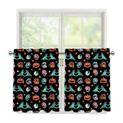Halloween Zombie Pattern Print Tier Curtains