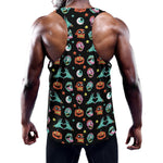 Halloween Zombie Pattern Print Training Tank Top