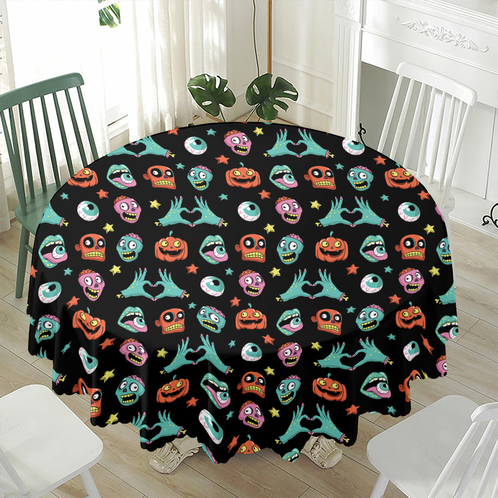 Halloween Zombie Pattern Print Waterproof Round Tablecloth