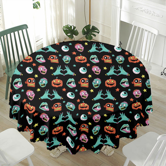 Halloween Zombie Pattern Print Waterproof Round Tablecloth