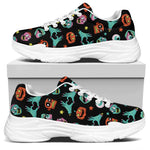 Halloween Zombie Pattern Print White Chunky Shoes