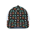 Halloween Zombie Pattern Print White Mesh Trucker Cap