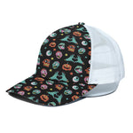 Halloween Zombie Pattern Print White Mesh Trucker Cap