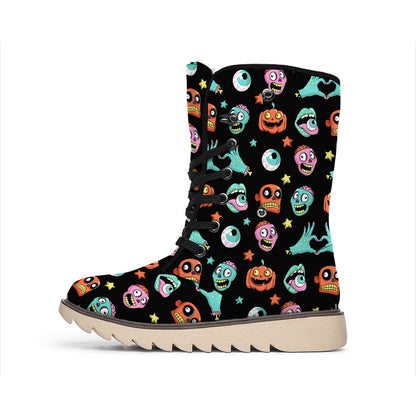 Halloween Zombie Pattern Print Winter Boots