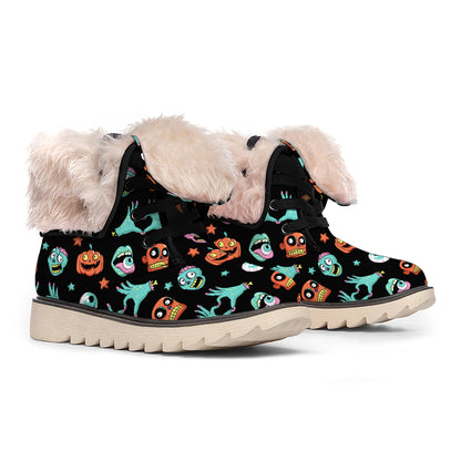 Halloween Zombie Pattern Print Winter Boots