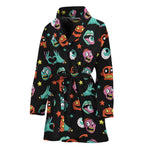 Halloween Zombie Pattern Print Women's Bathrobe