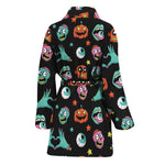Halloween Zombie Pattern Print Women's Bathrobe