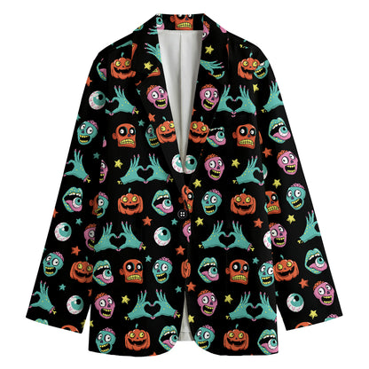 Halloween Zombie Pattern Print Women's Blazer