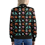 Halloween Zombie Pattern Print Women's Bomber Jacket