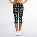 Halloween Zombie Pattern Print Women's Capri Leggings