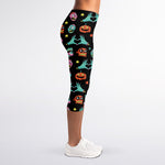 Halloween Zombie Pattern Print Women's Capri Leggings
