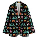 Halloween Zombie Pattern Print Women's Cotton Blazer