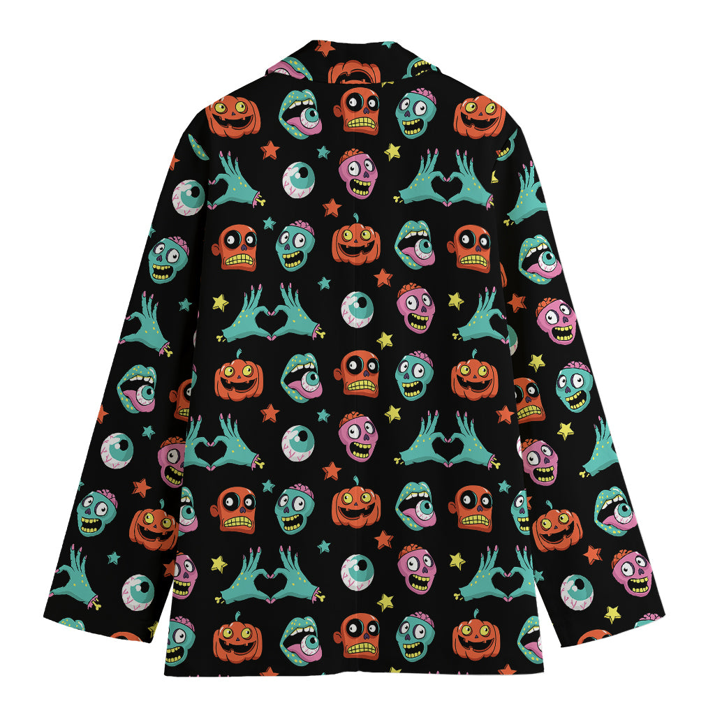 Halloween Zombie Pattern Print Women's Cotton Blazer