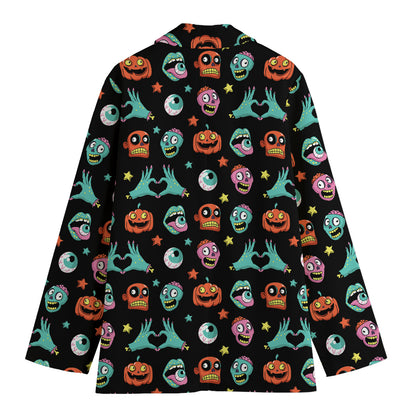Halloween Zombie Pattern Print Women's Cotton Blazer