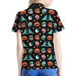 Halloween Zombie Pattern Print Women's Polo Shirt
