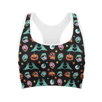 Halloween Zombie Pattern Print Women's Sports Bra