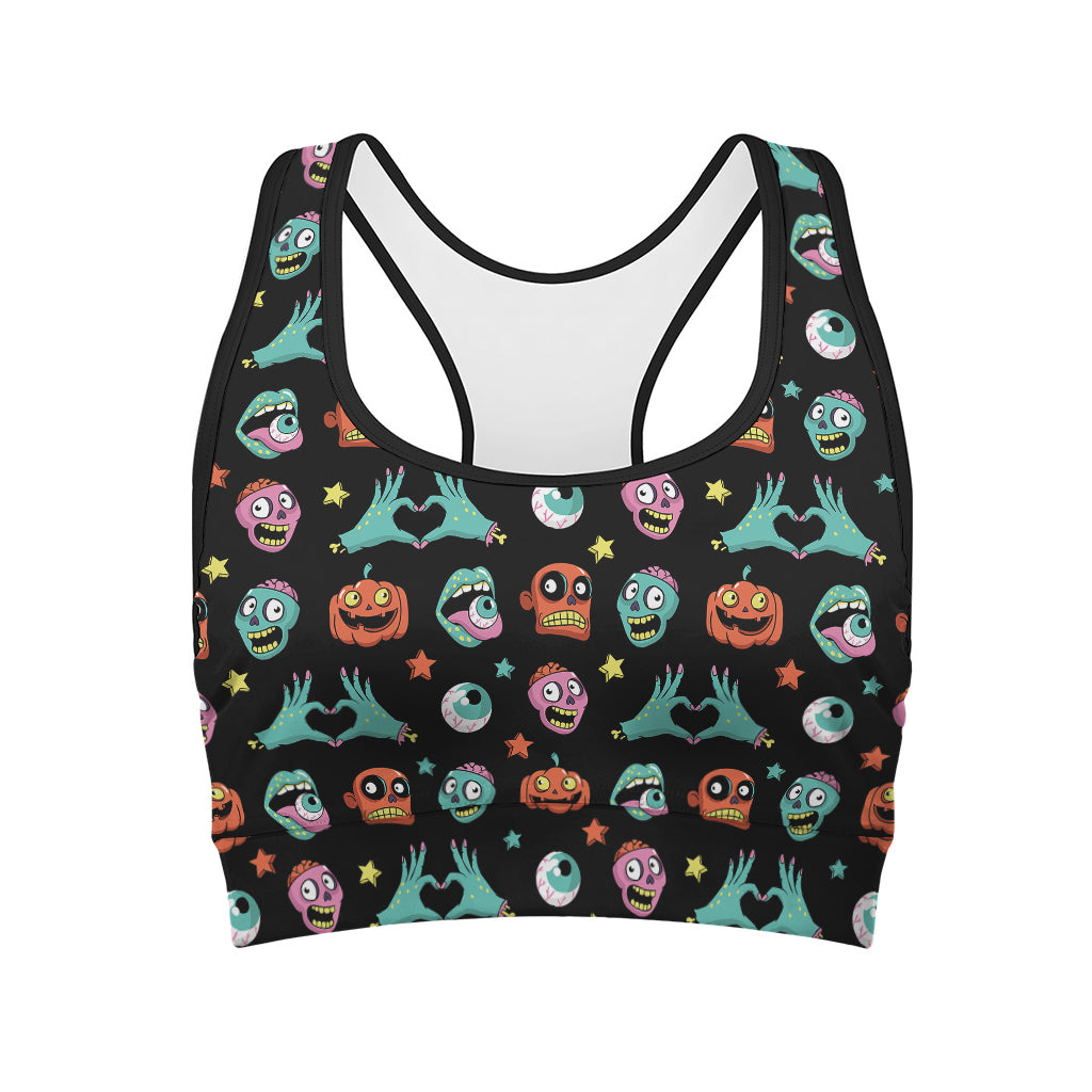 Halloween Zombie Pattern Print Women's Sports Bra