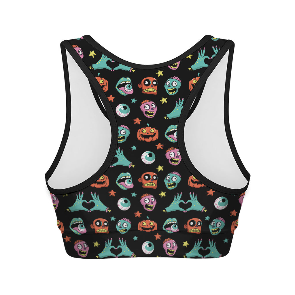 Halloween Zombie Pattern Print Women's Sports Bra