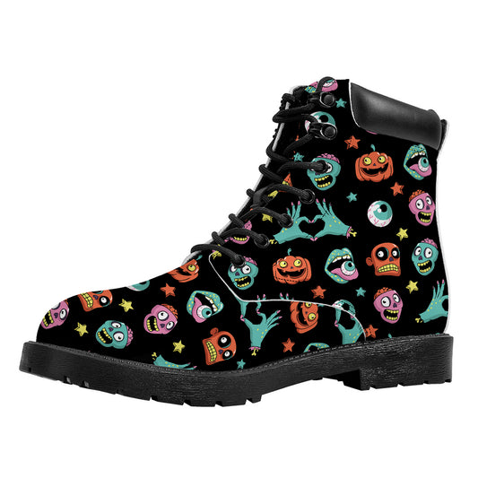 Halloween Zombie Pattern Print Work Boots