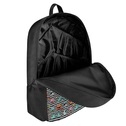 Halloween Zombie Striped Pattern Print 17 Inch Backpack