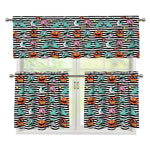 Halloween Zombie Striped Pattern Print 3 Piece Kitchen Curtains
