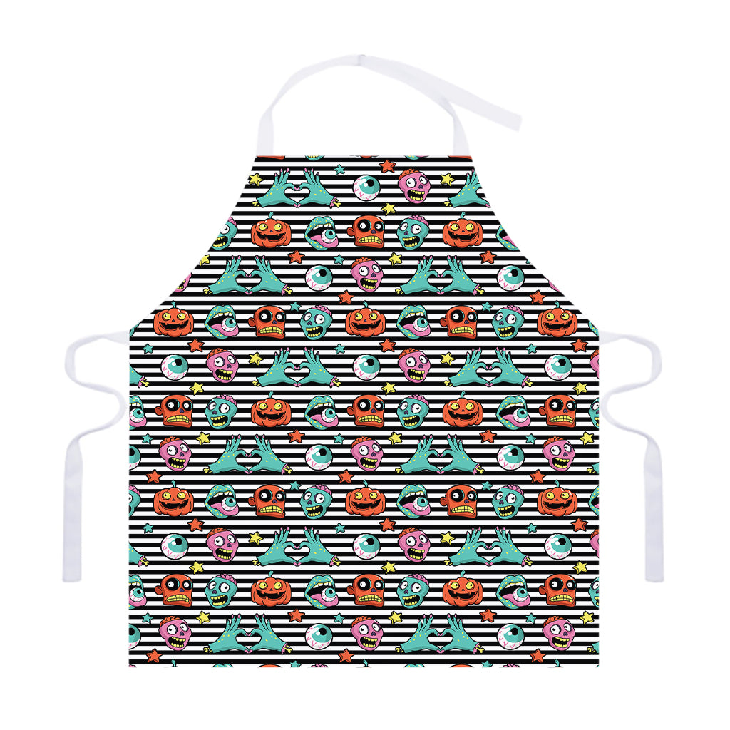Halloween Zombie Striped Pattern Print Adjustable Apron