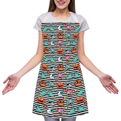 Halloween Zombie Striped Pattern Print Adjustable Apron