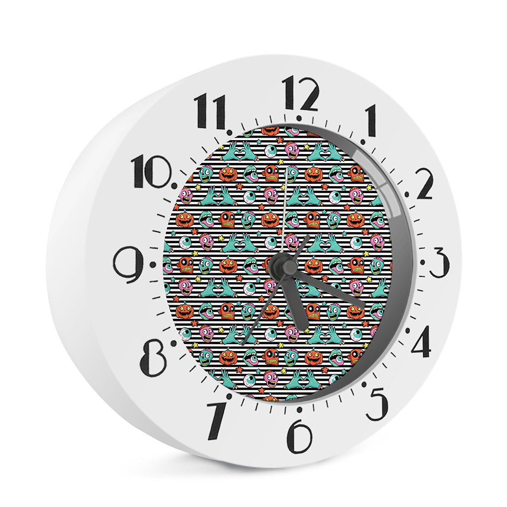 Halloween Zombie Striped Pattern Print Alarm Clock