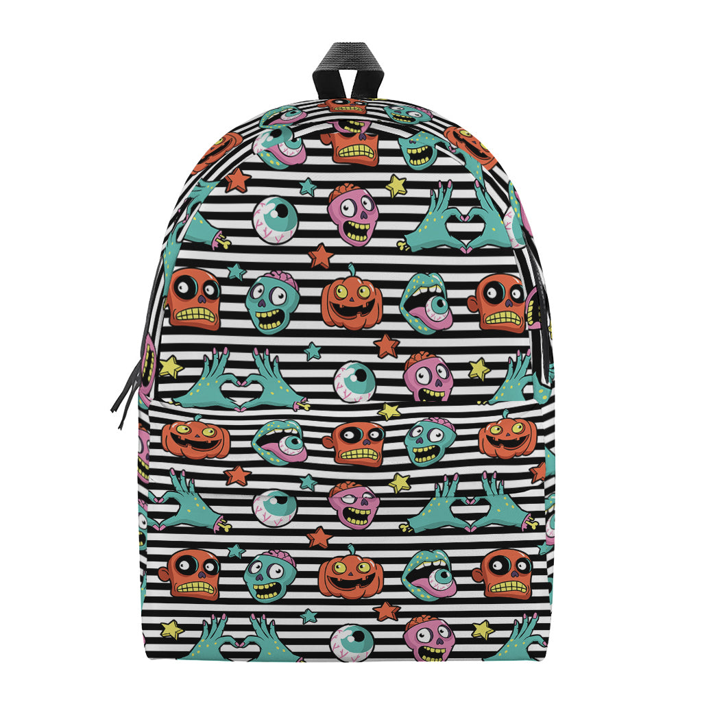 Halloween Zombie Striped Pattern Print Backpack