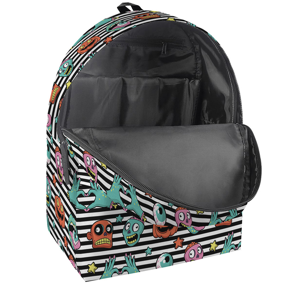 Halloween Zombie Striped Pattern Print Backpack