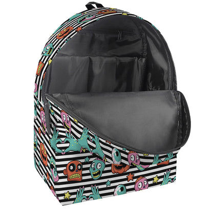 Halloween Zombie Striped Pattern Print Backpack