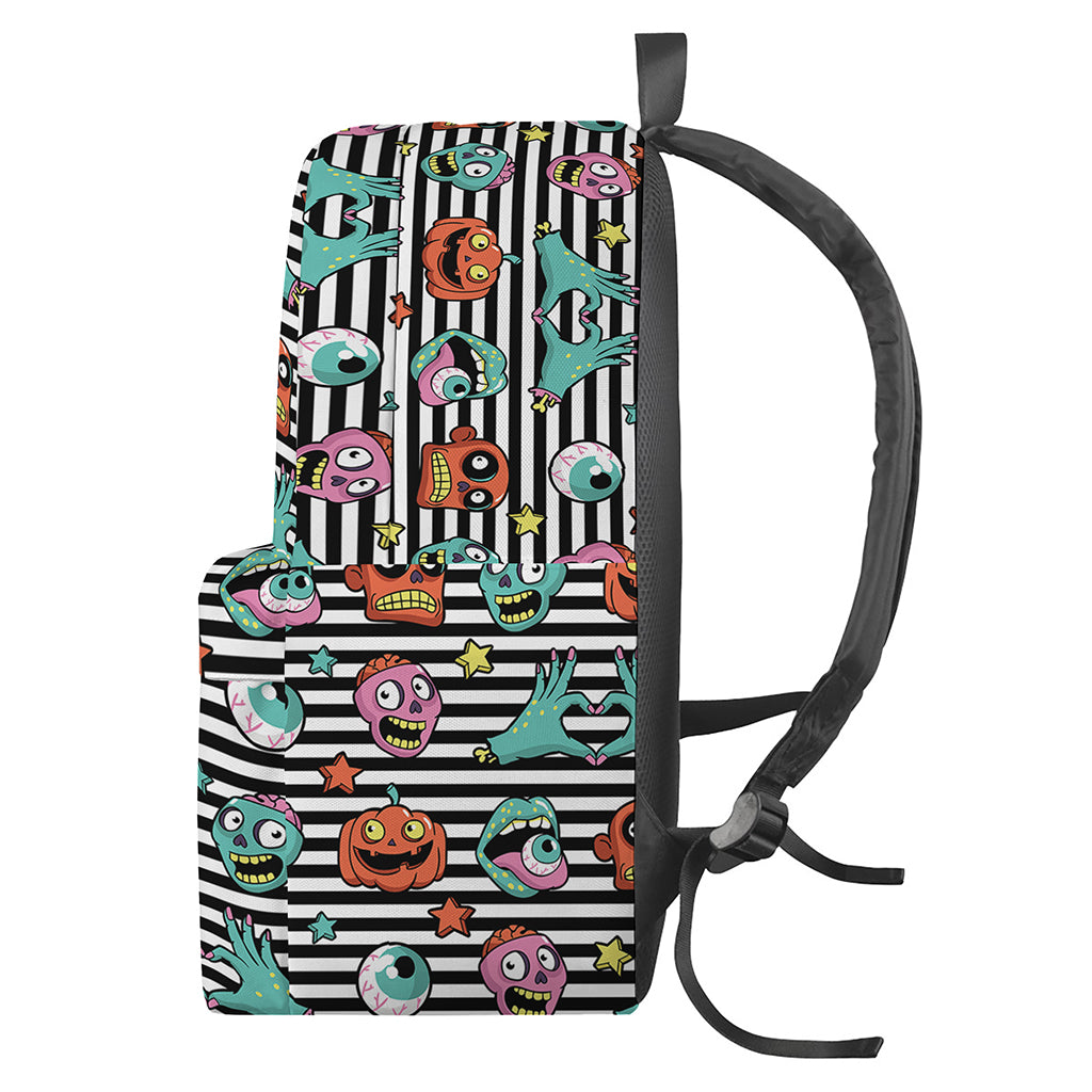 Halloween Zombie Striped Pattern Print Backpack