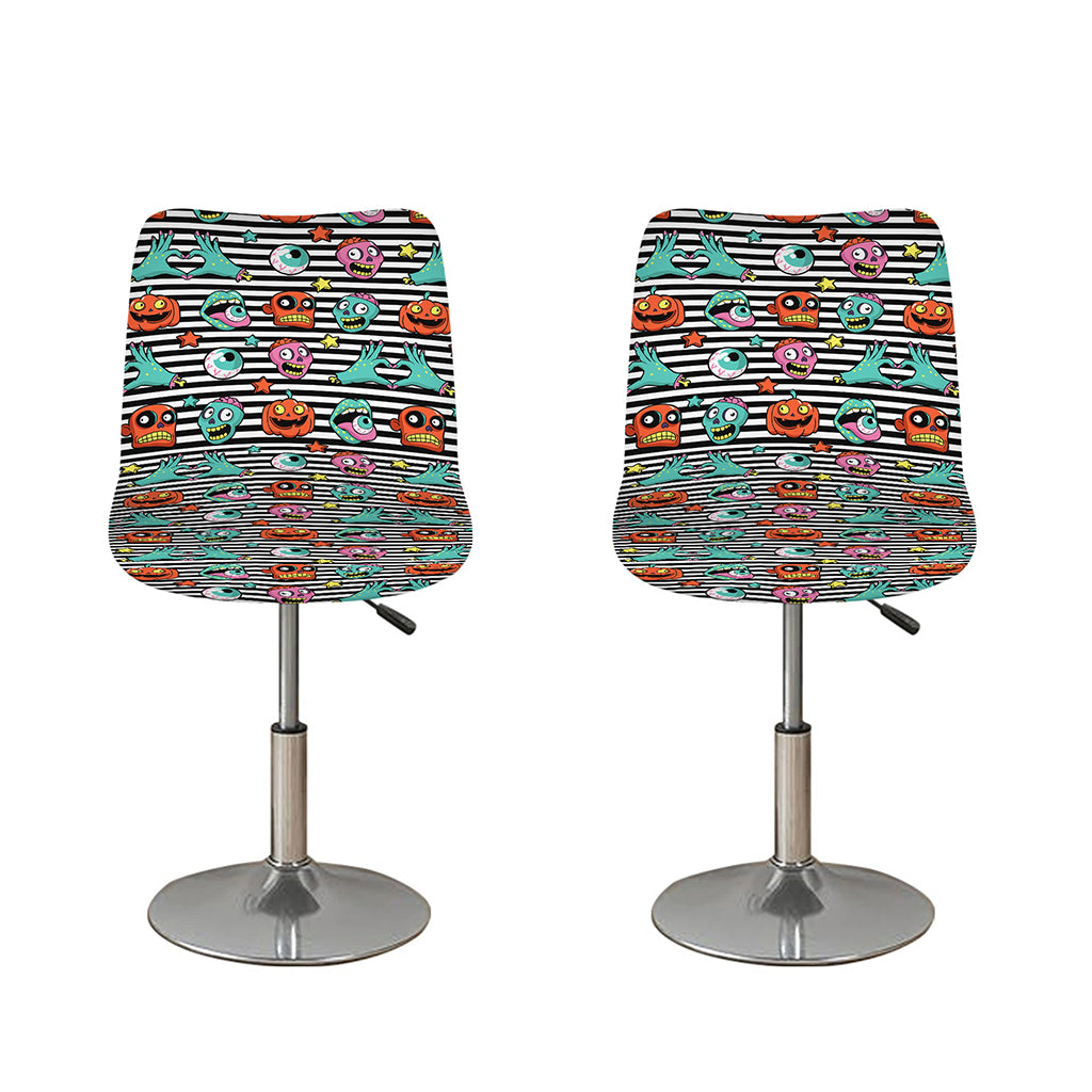Halloween Zombie Striped Pattern Print Bar Stool Covers