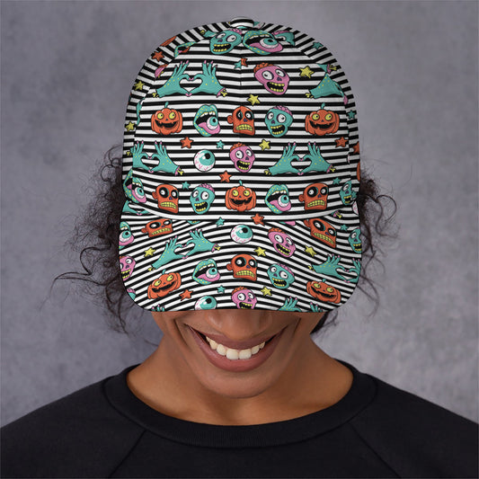 Halloween Zombie Striped Pattern Print Baseball Cap