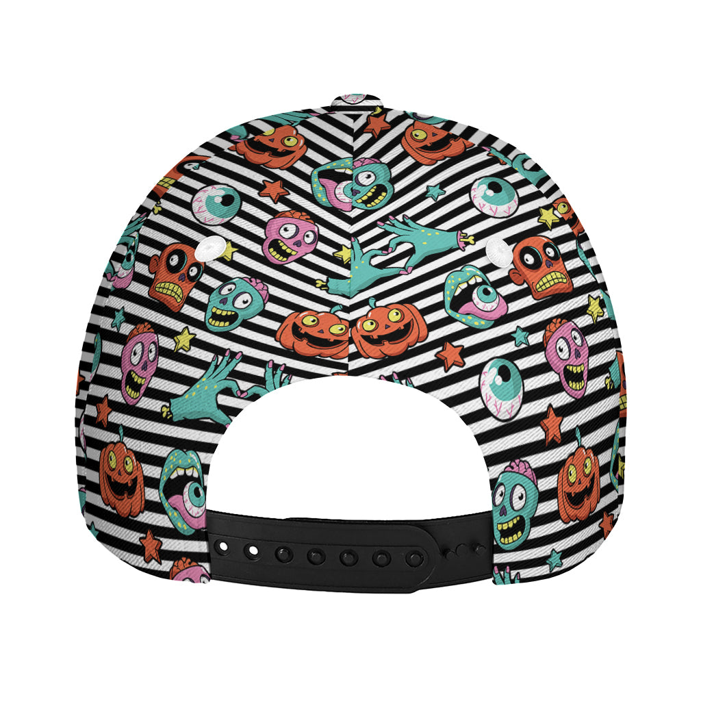 Halloween Zombie Striped Pattern Print Baseball Cap