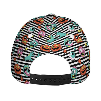 Halloween Zombie Striped Pattern Print Baseball Cap