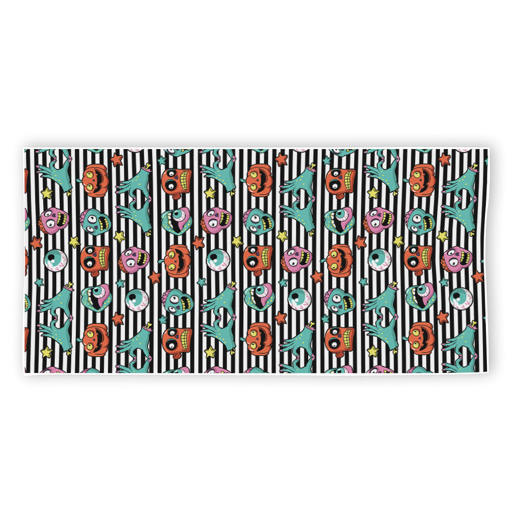 Halloween Zombie Striped Pattern Print Beach Towel
