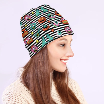Halloween Zombie Striped Pattern Print Beanie