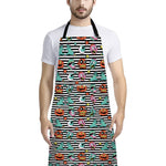 Halloween Zombie Striped Pattern Print Bib Apron With Pocket