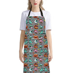 Halloween Zombie Striped Pattern Print Bib Apron With Pocket