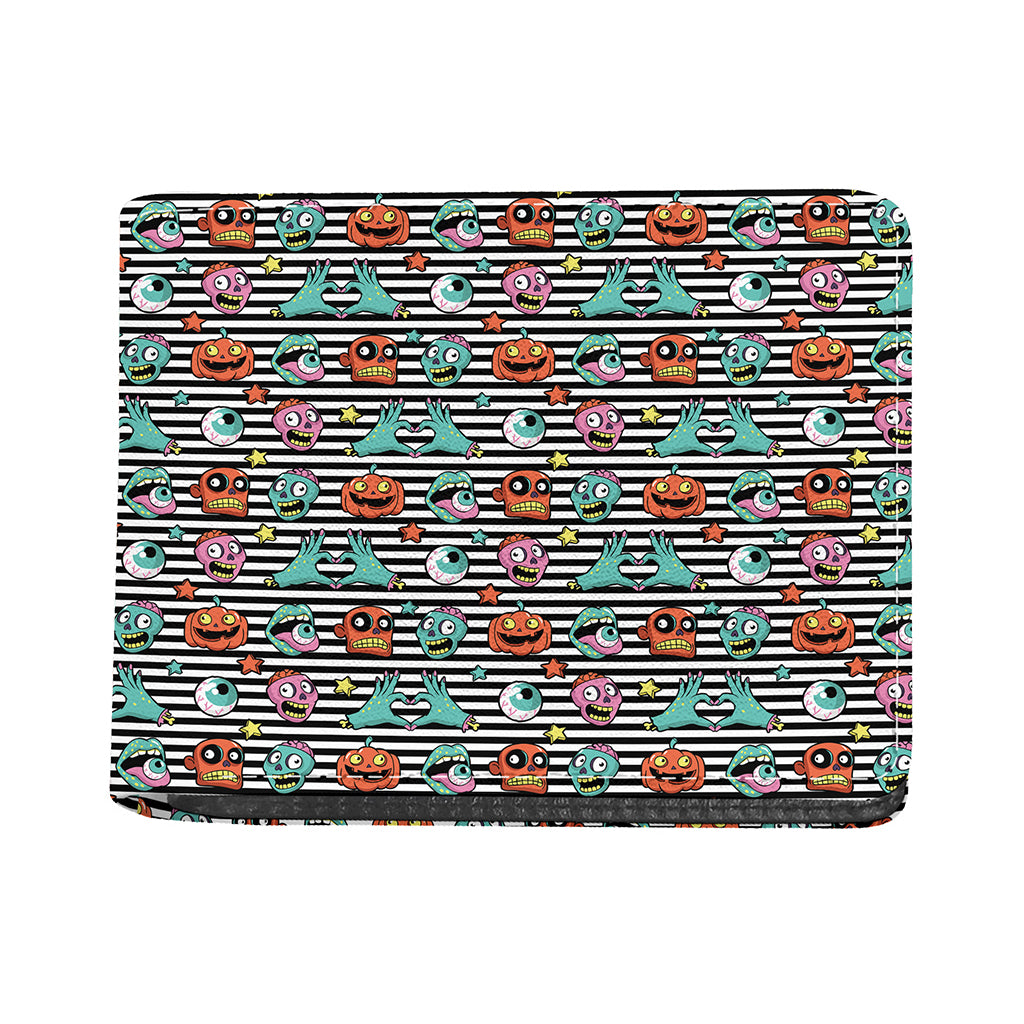 Halloween Zombie Striped Pattern Print Bifold Wallet