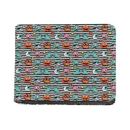 Halloween Zombie Striped Pattern Print Bifold Wallet