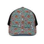 Halloween Zombie Striped Pattern Print Black Mesh Trucker Cap